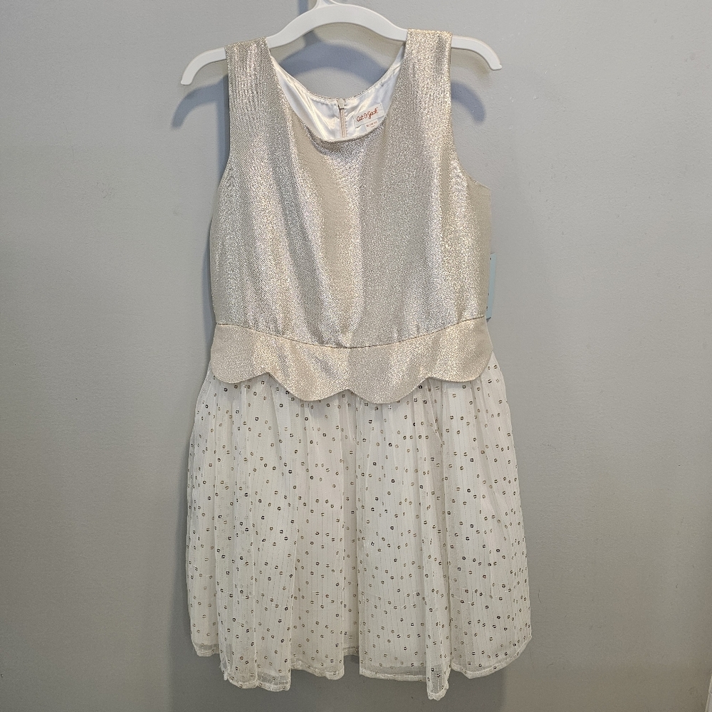 NWT Cat & Jack Shimmering Gold and Cream Formal Dress